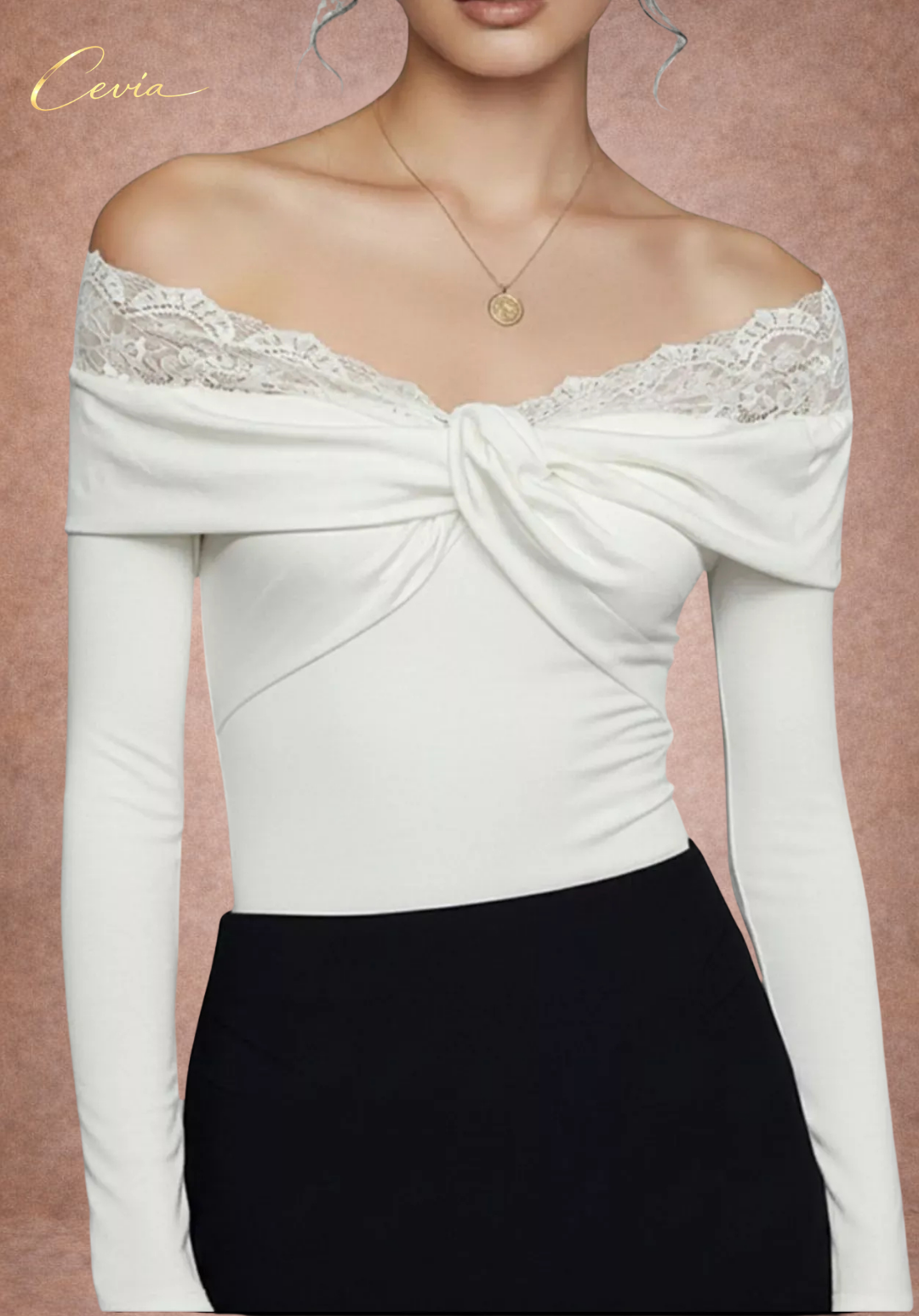 The Avaline Off-Shoulder Lace-Twist Bodysuit