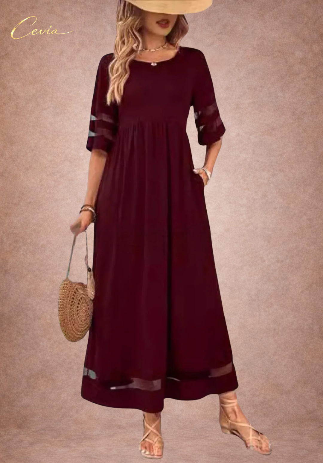 The Marivelle Shadow-Sheer Maxi Dress