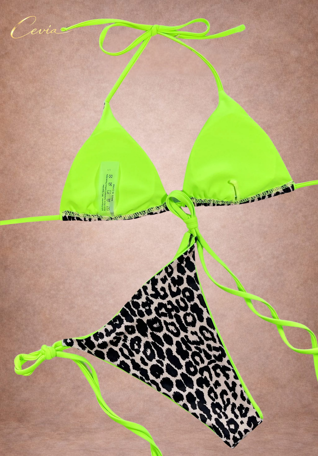Hot Leopard Tie-Side Triangle Bikini Set