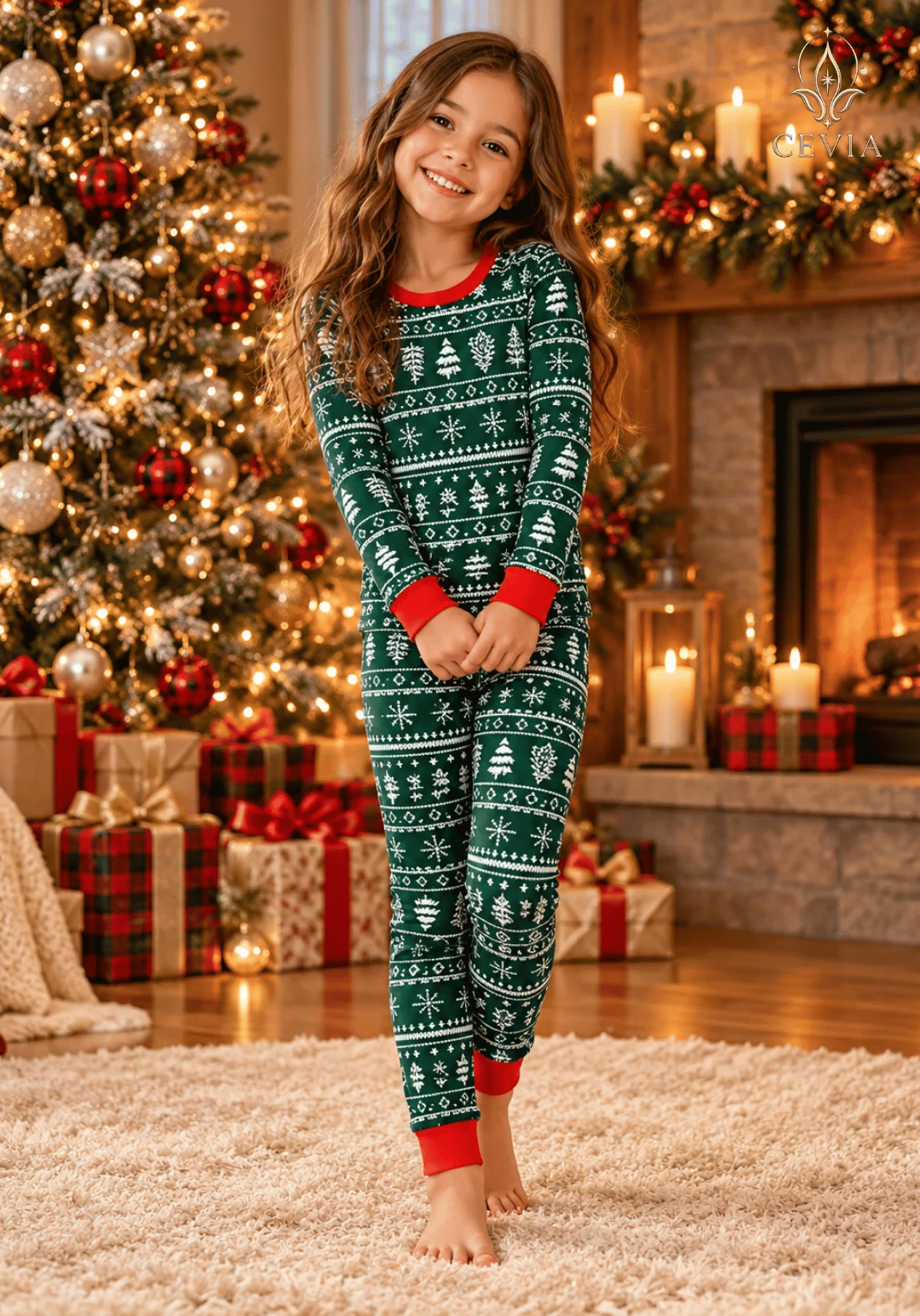 Weihnachtliche Familien-Pyjama-Sets im Partnerlook — Evergreen Nordic