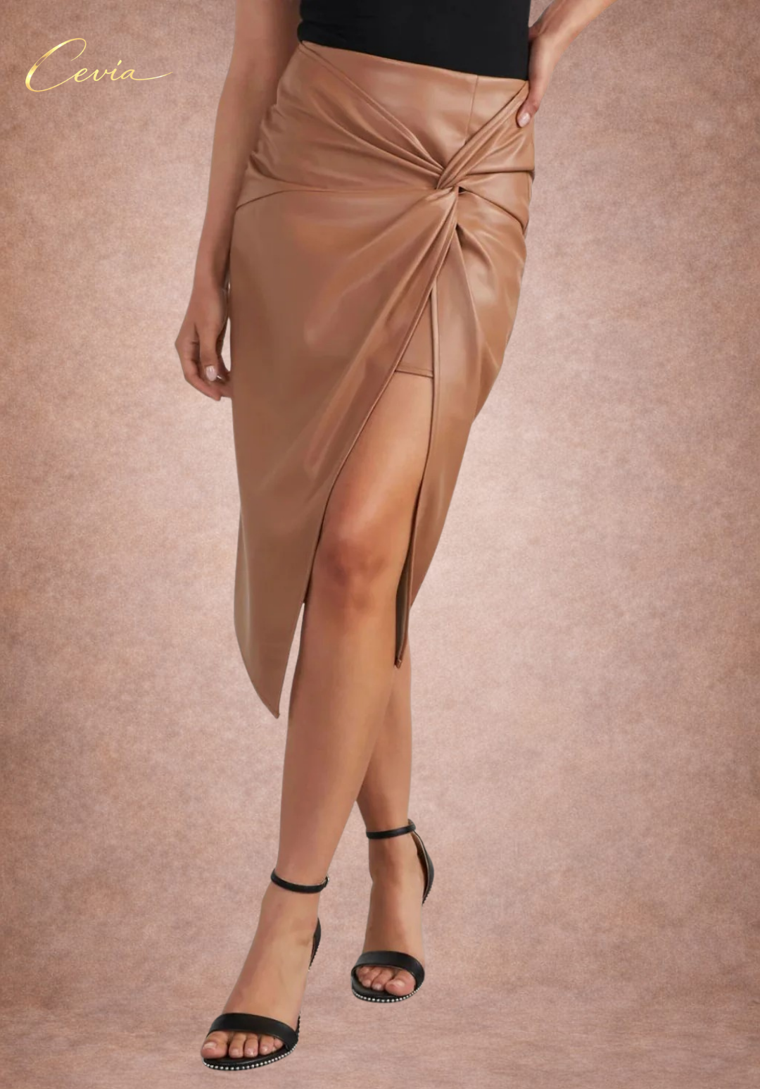The Seraphine Twisted-Front Slit Midi Skirt
