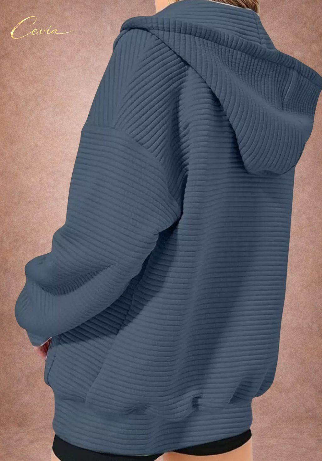 The Nyelle Ribbed Plush Zip Hoodie
