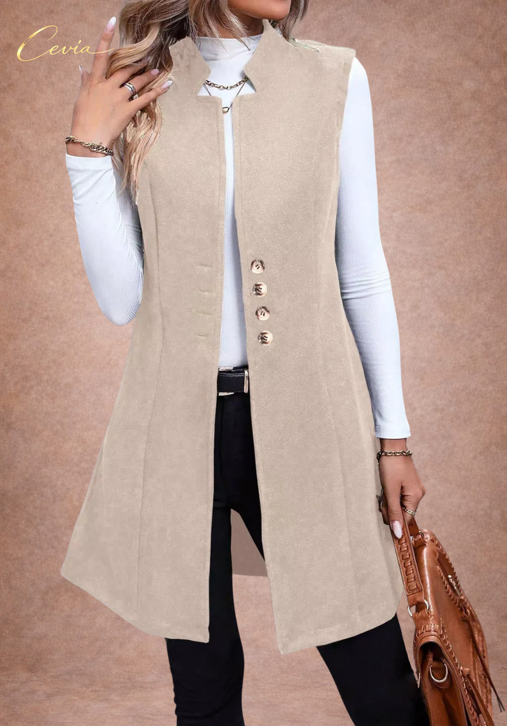 Sculpted Elegance Sleeveless Coat