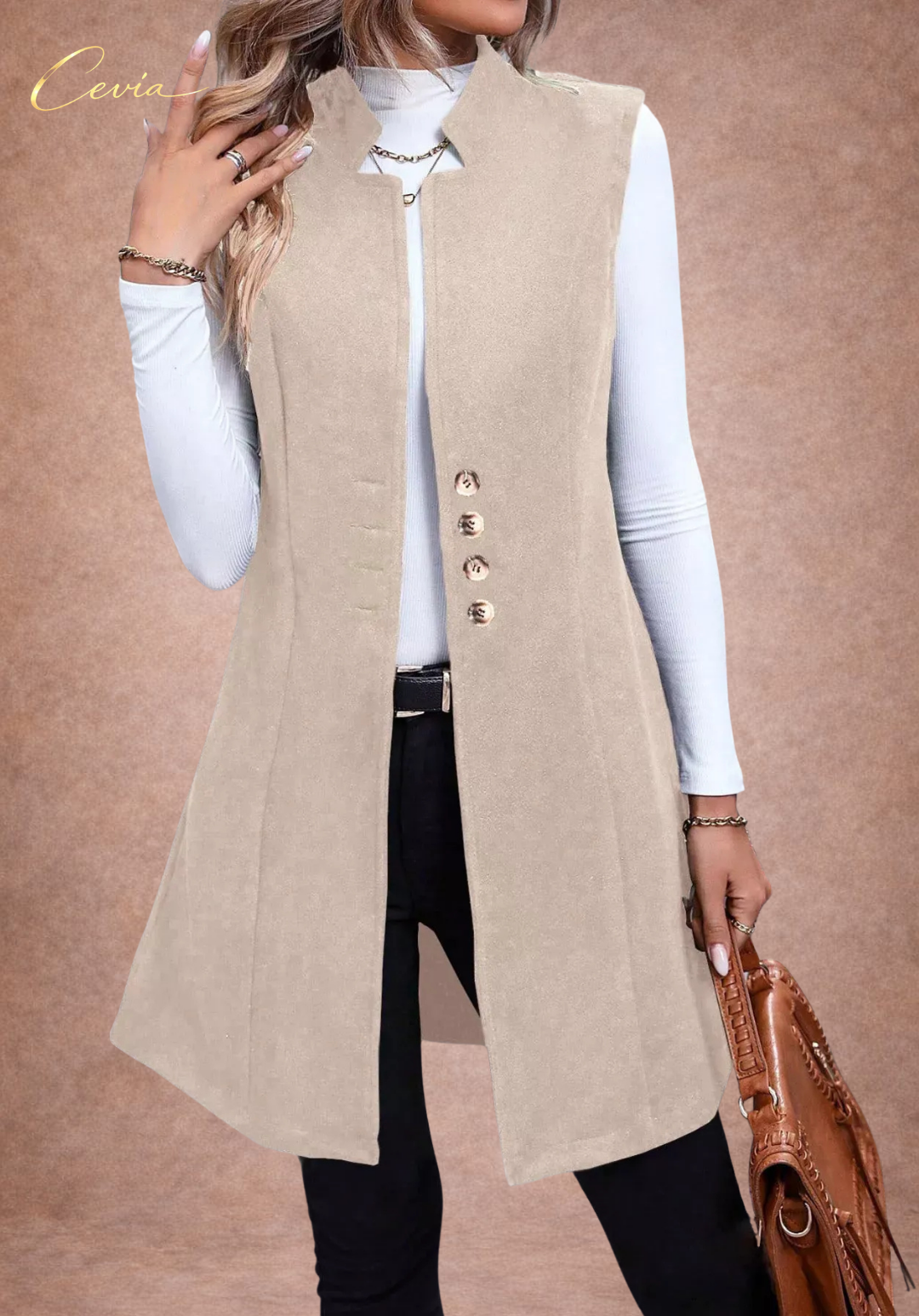 Sculpted Elegance Sleeveless Coat