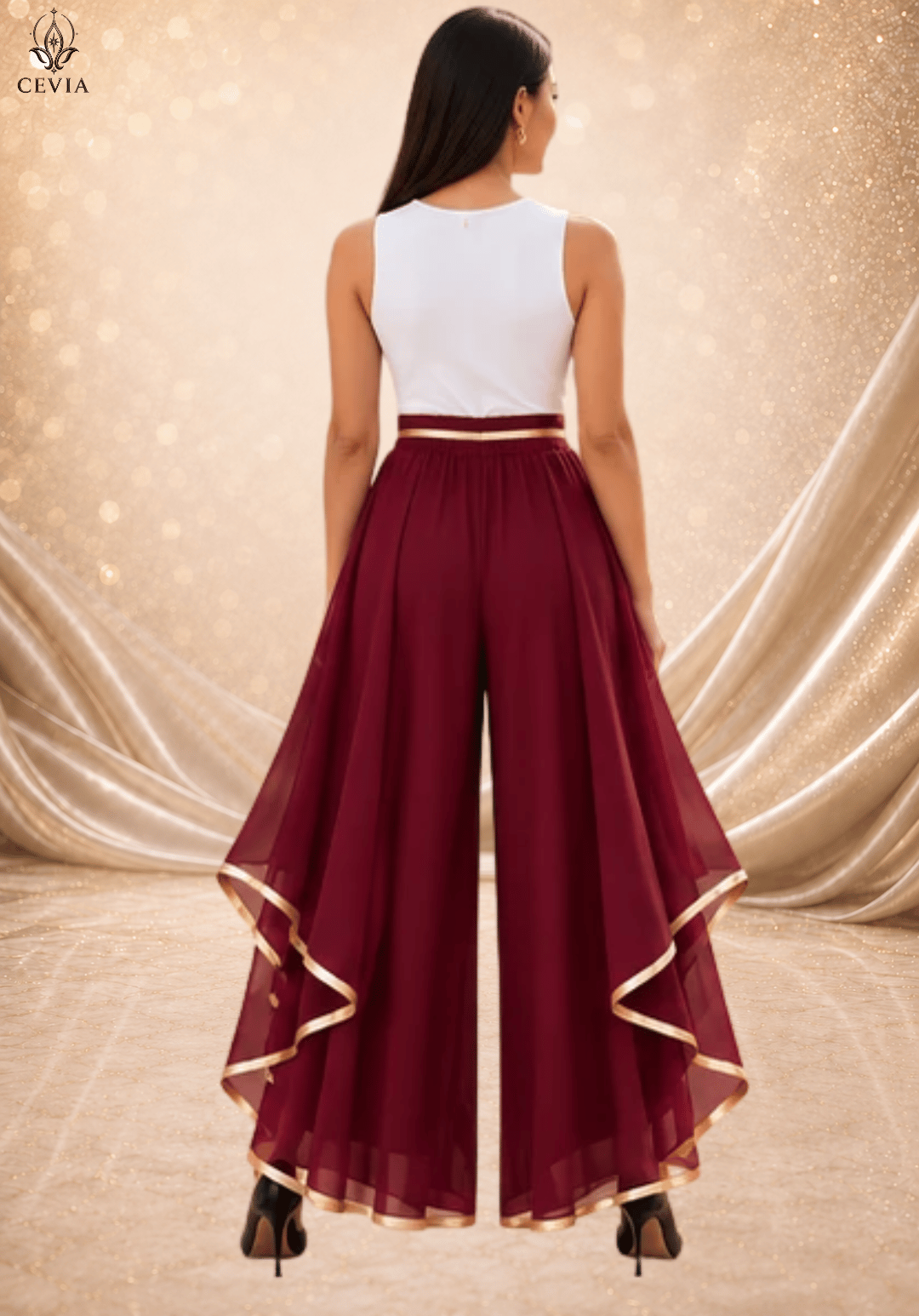 The Gilded Cascade Wide-Leg Pants