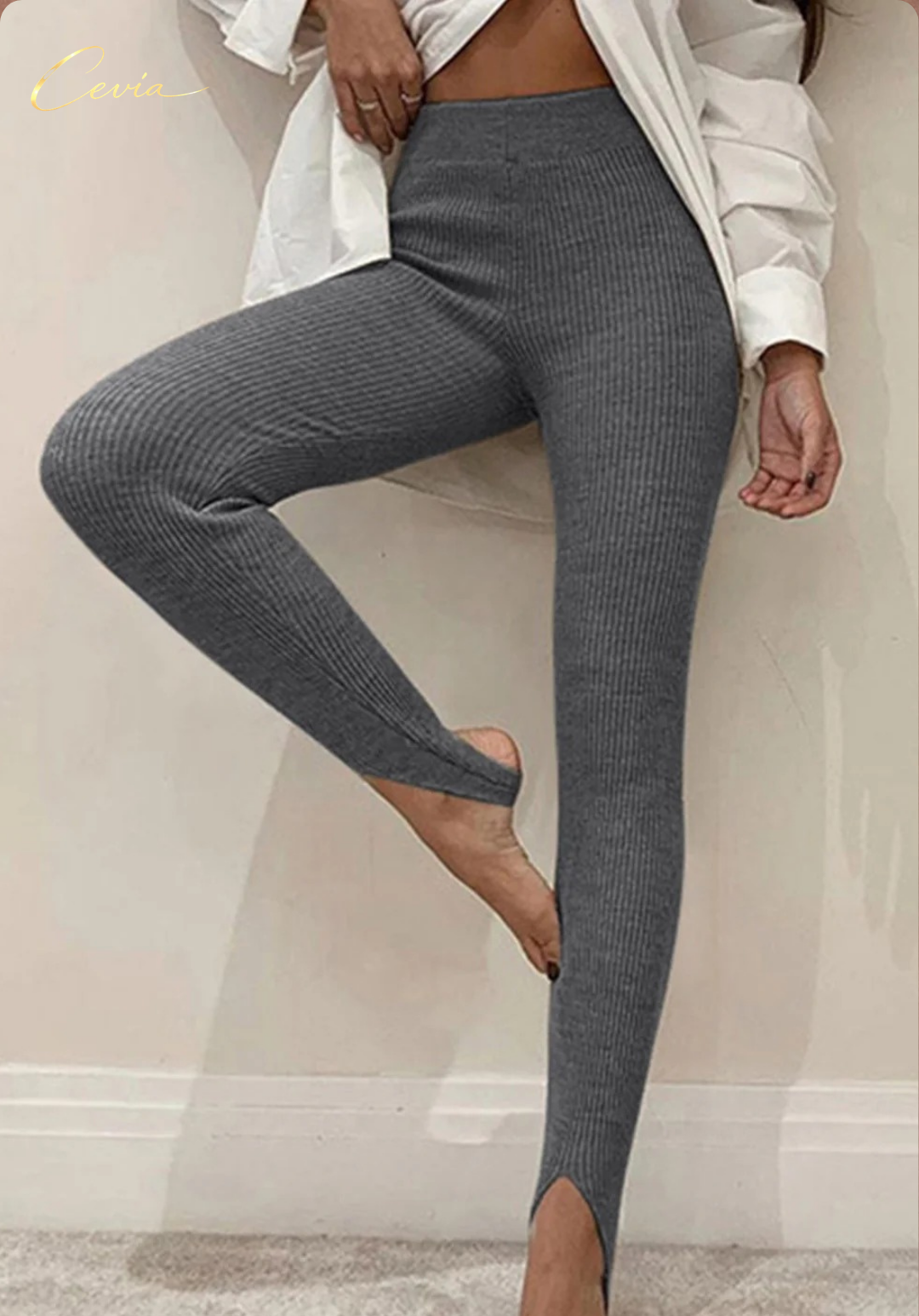 The Marvelle Ribbed-Stirrup Leggings
