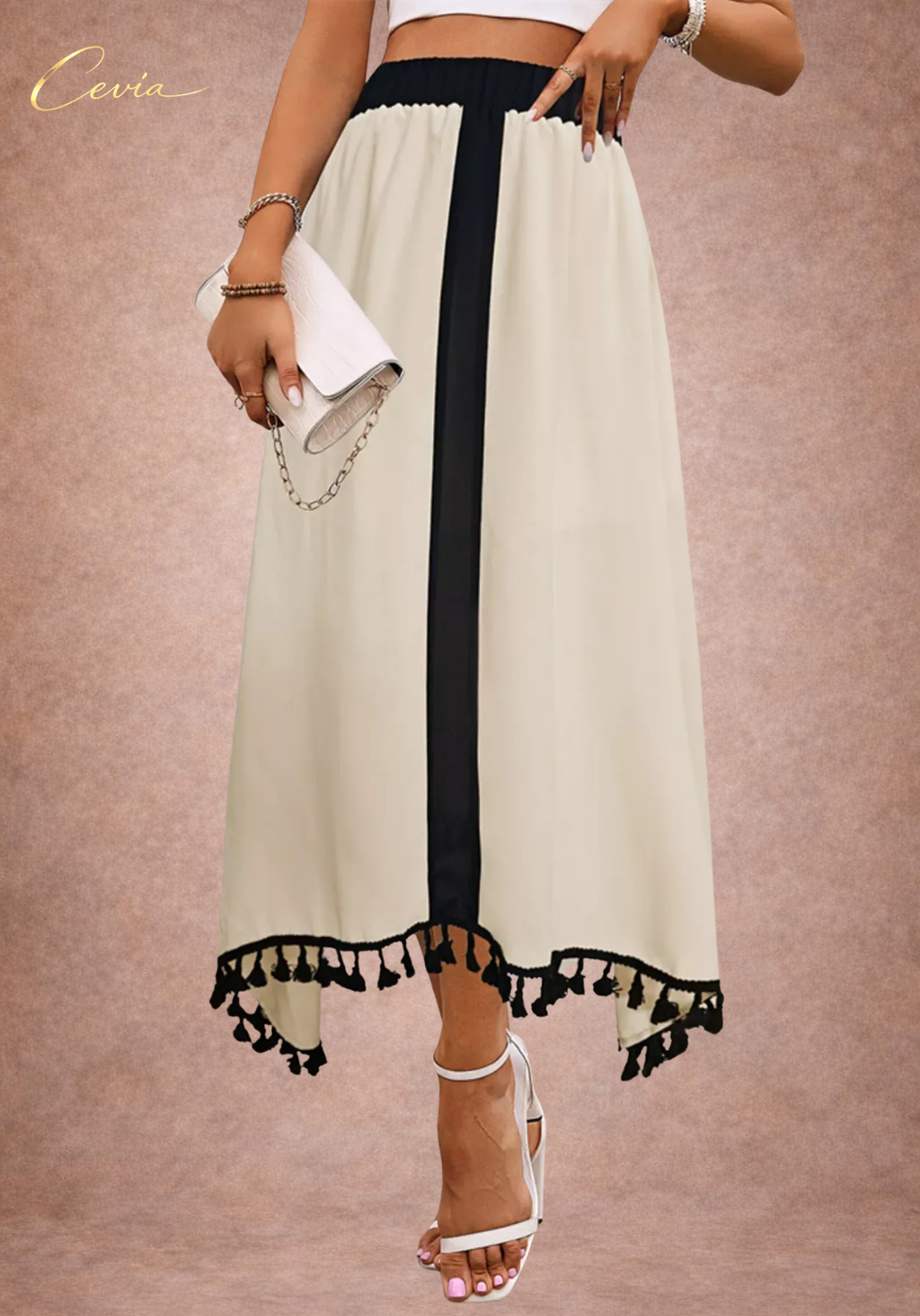 The Serene Tassel-Trim Maxi Skirt