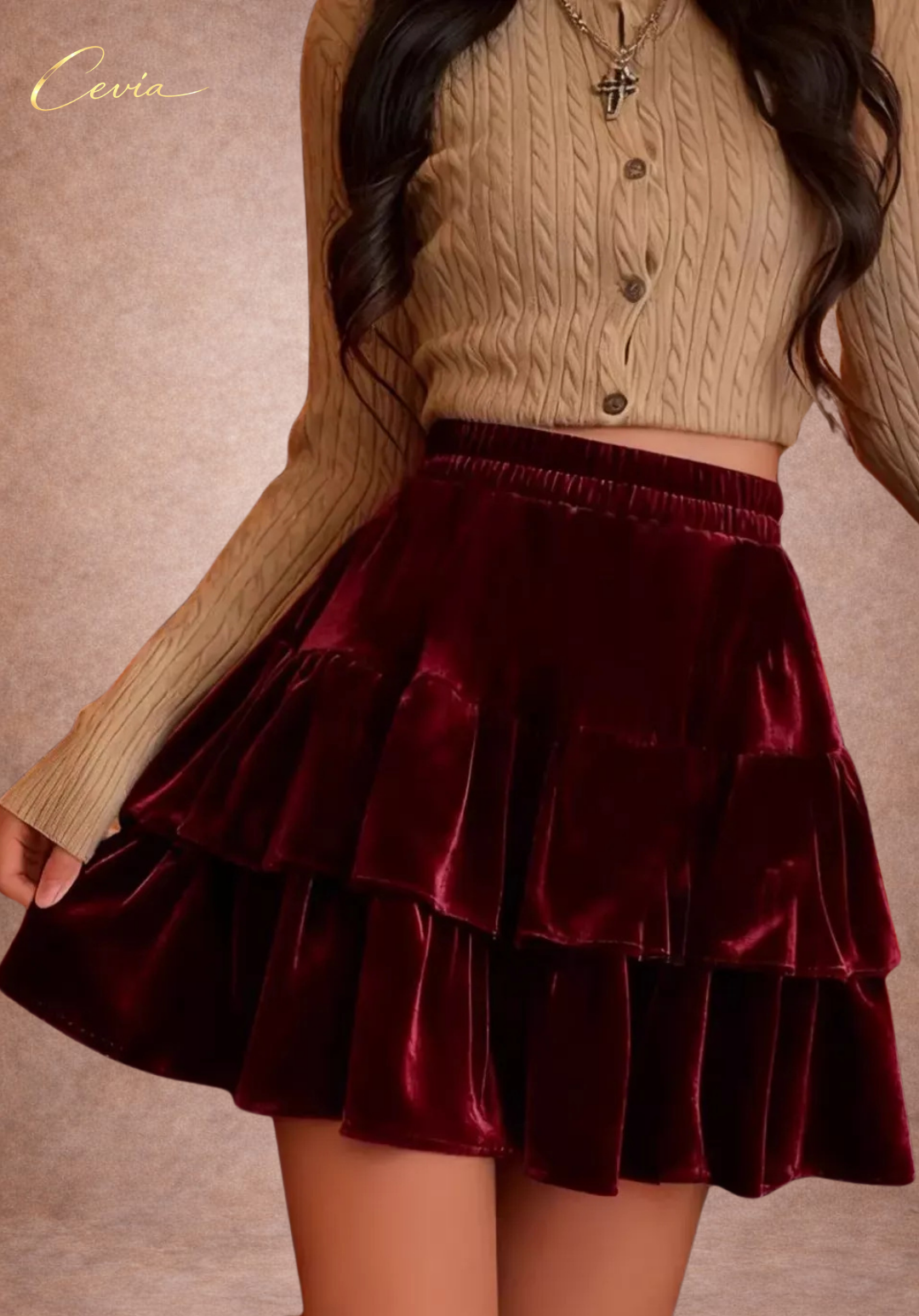 The Midnight Velvet Ruffle Skirt