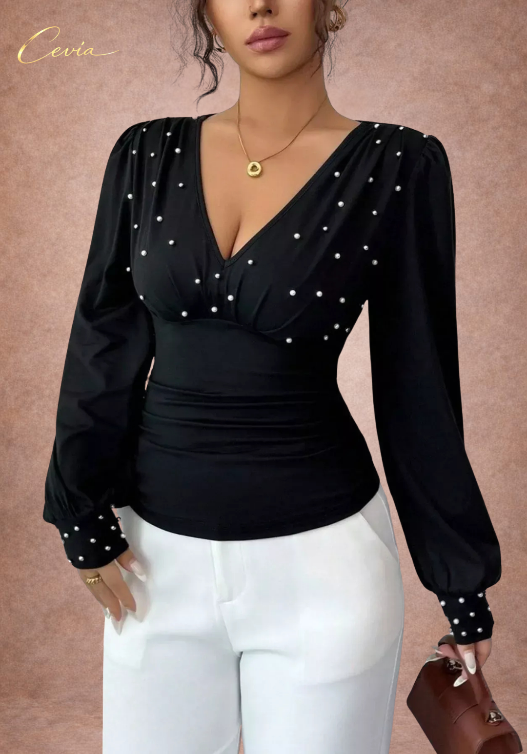 The Marivelle Pearl-Ruched Silhouette Top