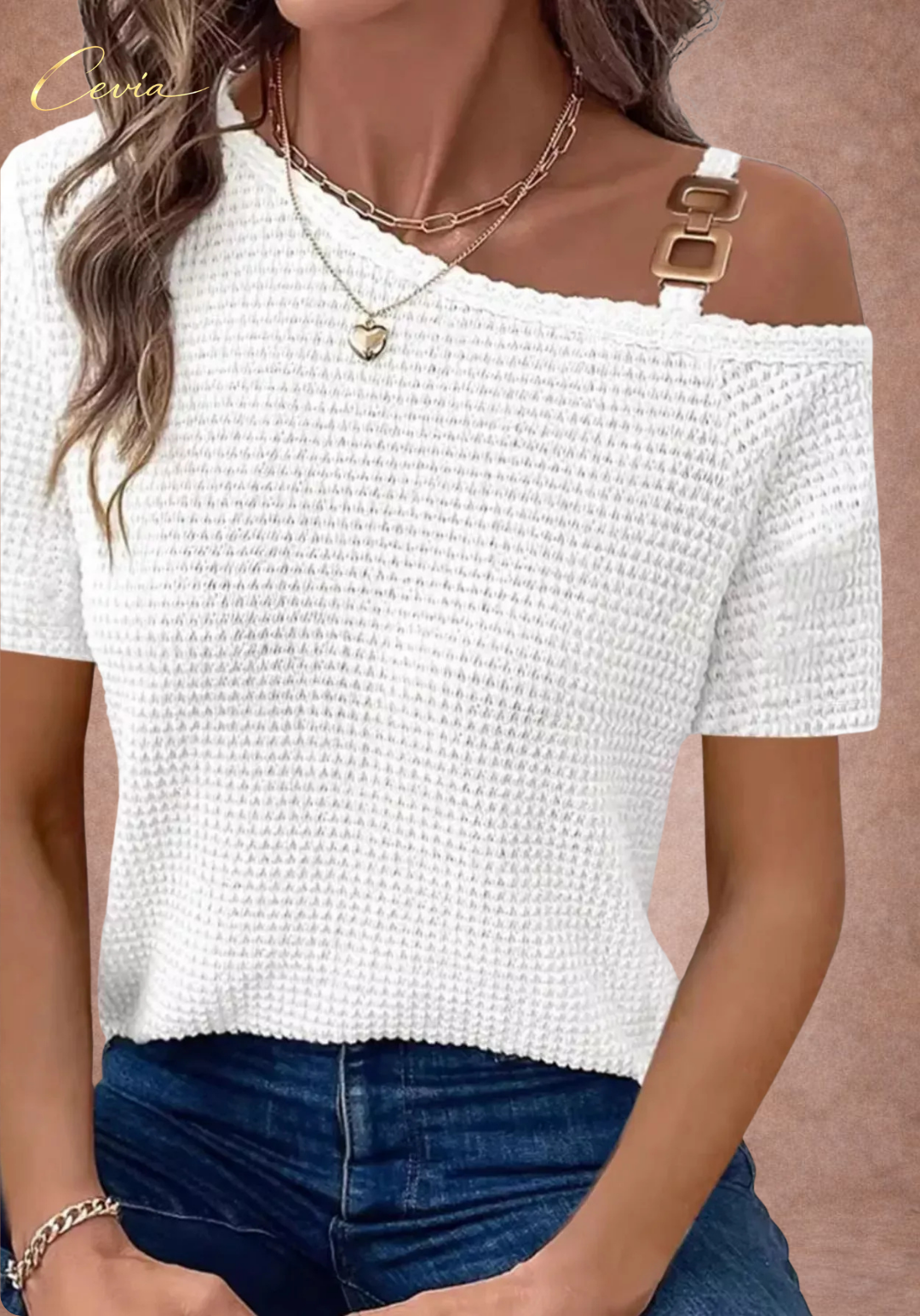 The Riviera One-Shoulder Waffle Knit Top