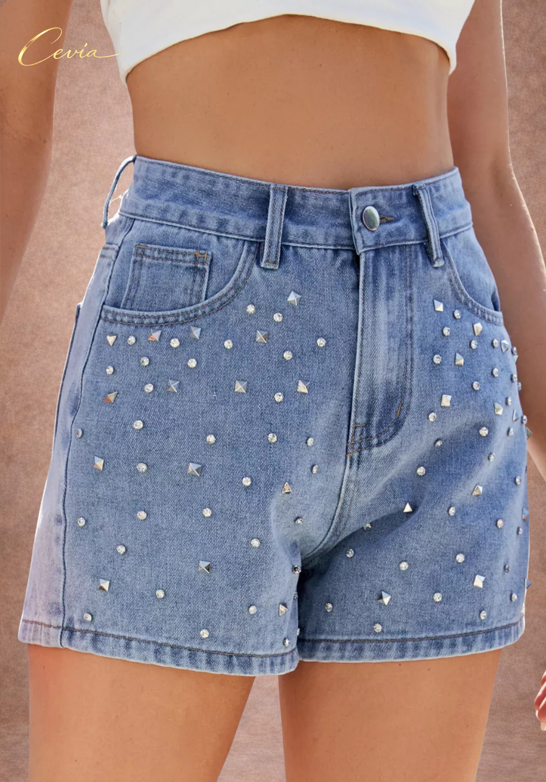 The Étoile Crystal Denim Shorts