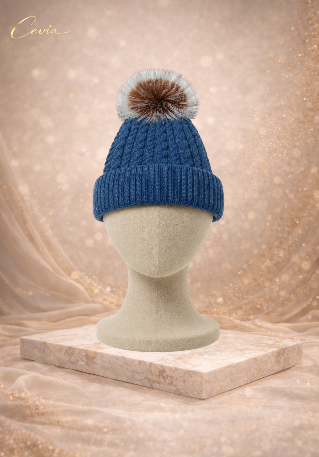 The Fioralle Cable-Pom Knit Beanie