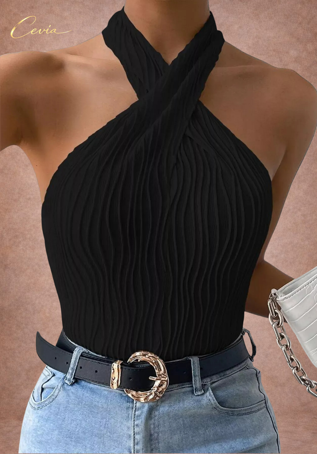 The Aureline Cross-Neck Knit Top