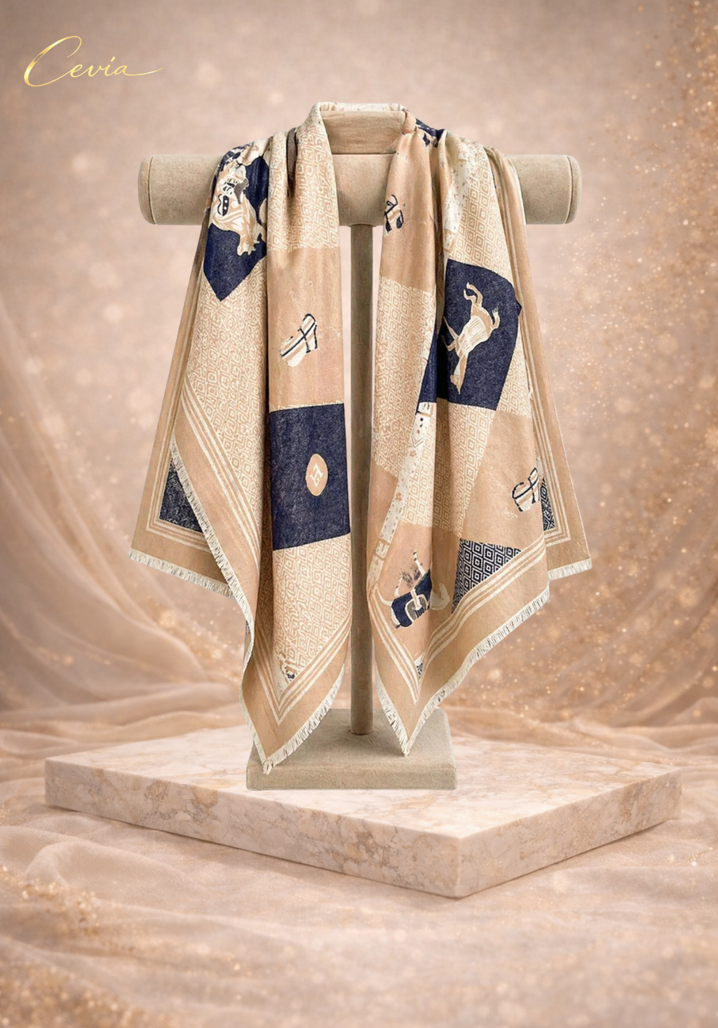 The Lavienne Heritage Carriage-Print Cashmere-Touch Scarf