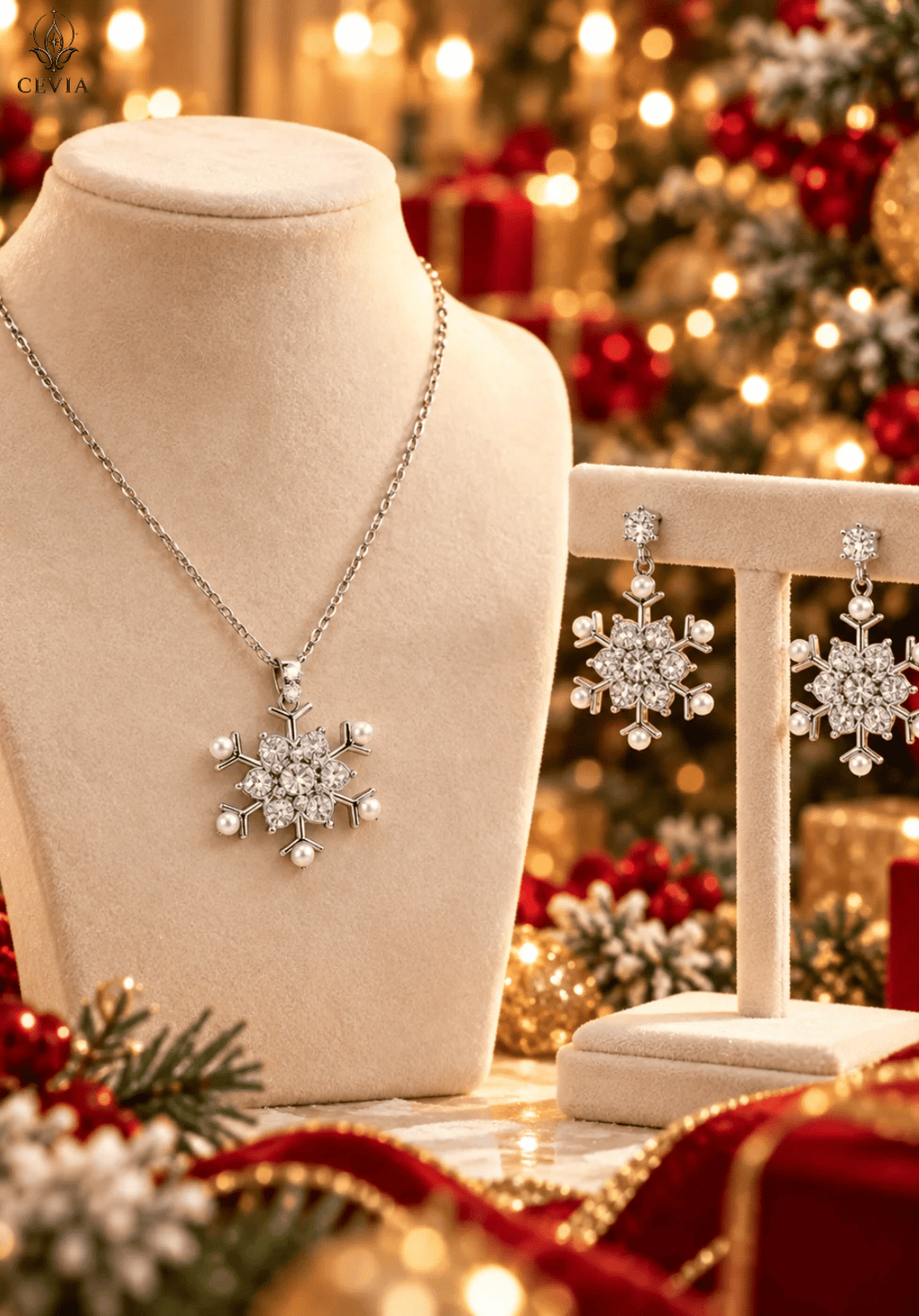 The Winter Brilliance Snowflake Necklace & Earrings Set
