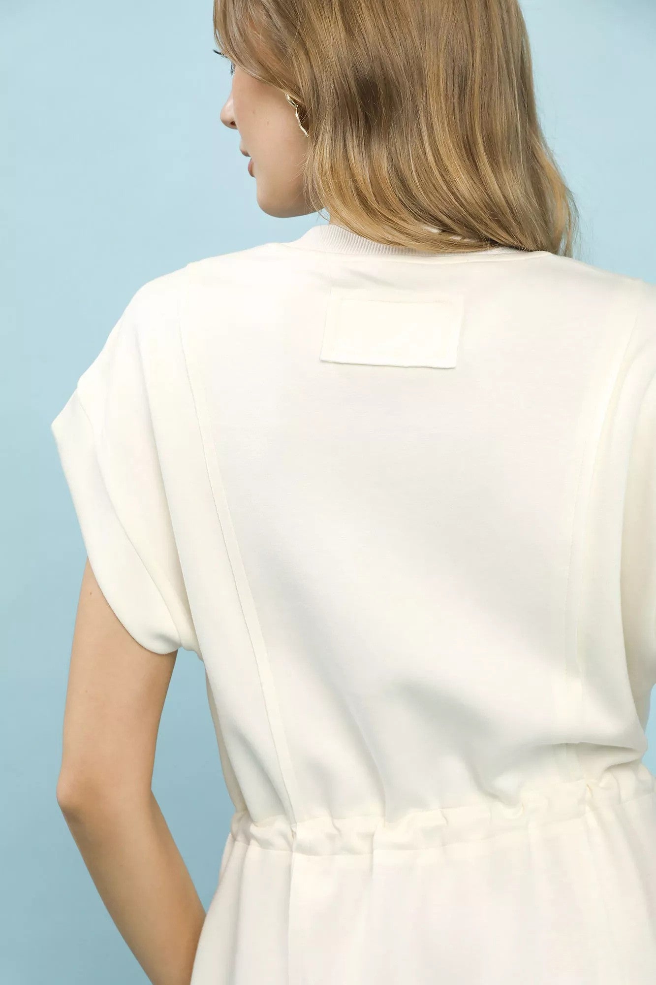 Zip Front Drawstring Knit Dress