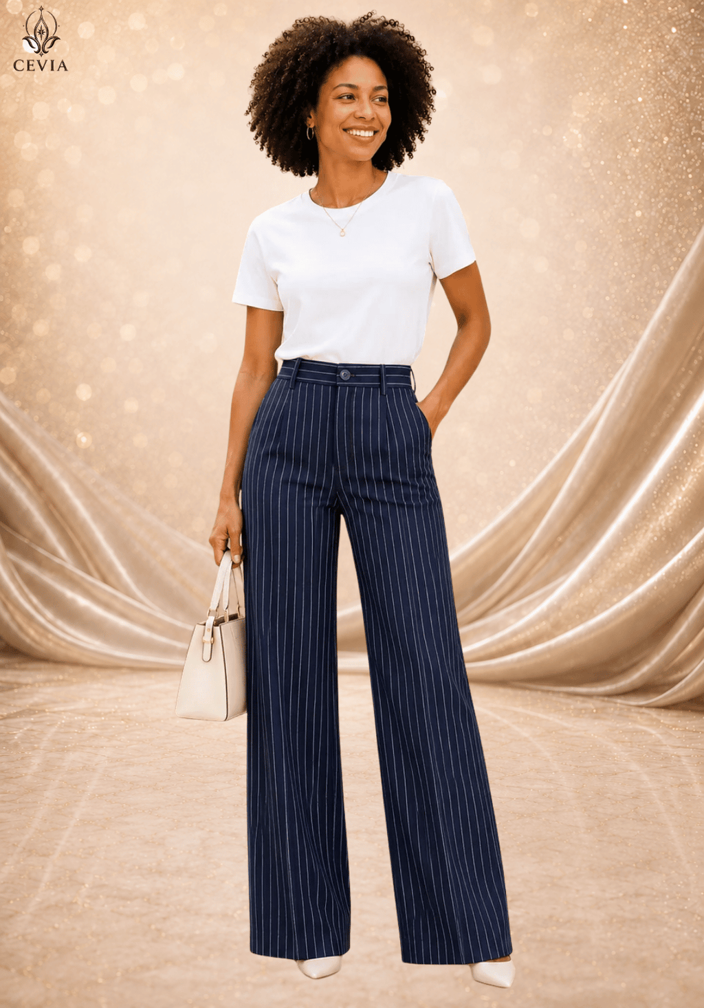 The Pinstripe Authority Wide-Leg Pants