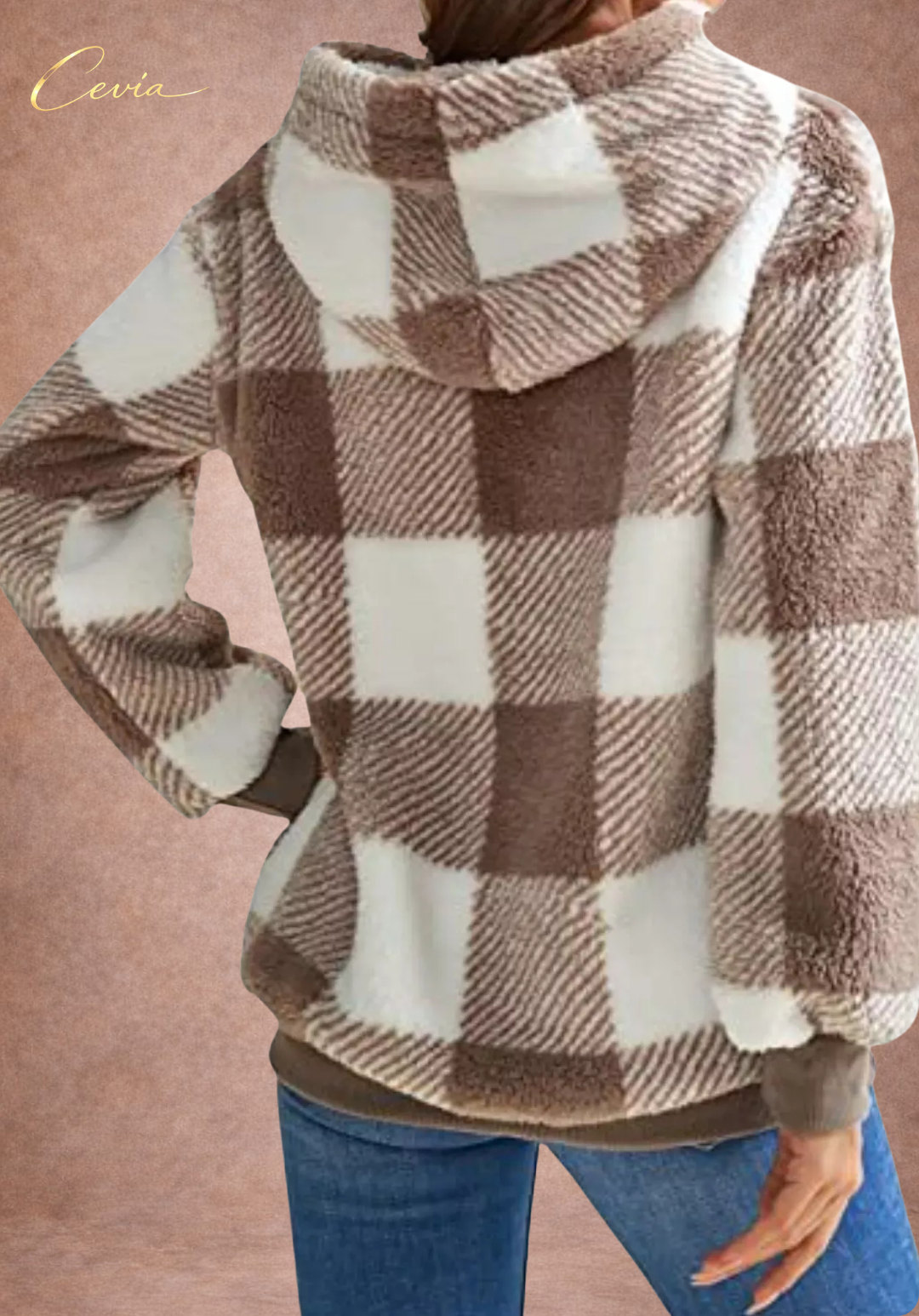 The Marcellinne Checkered Sherpa Hoodie plus size