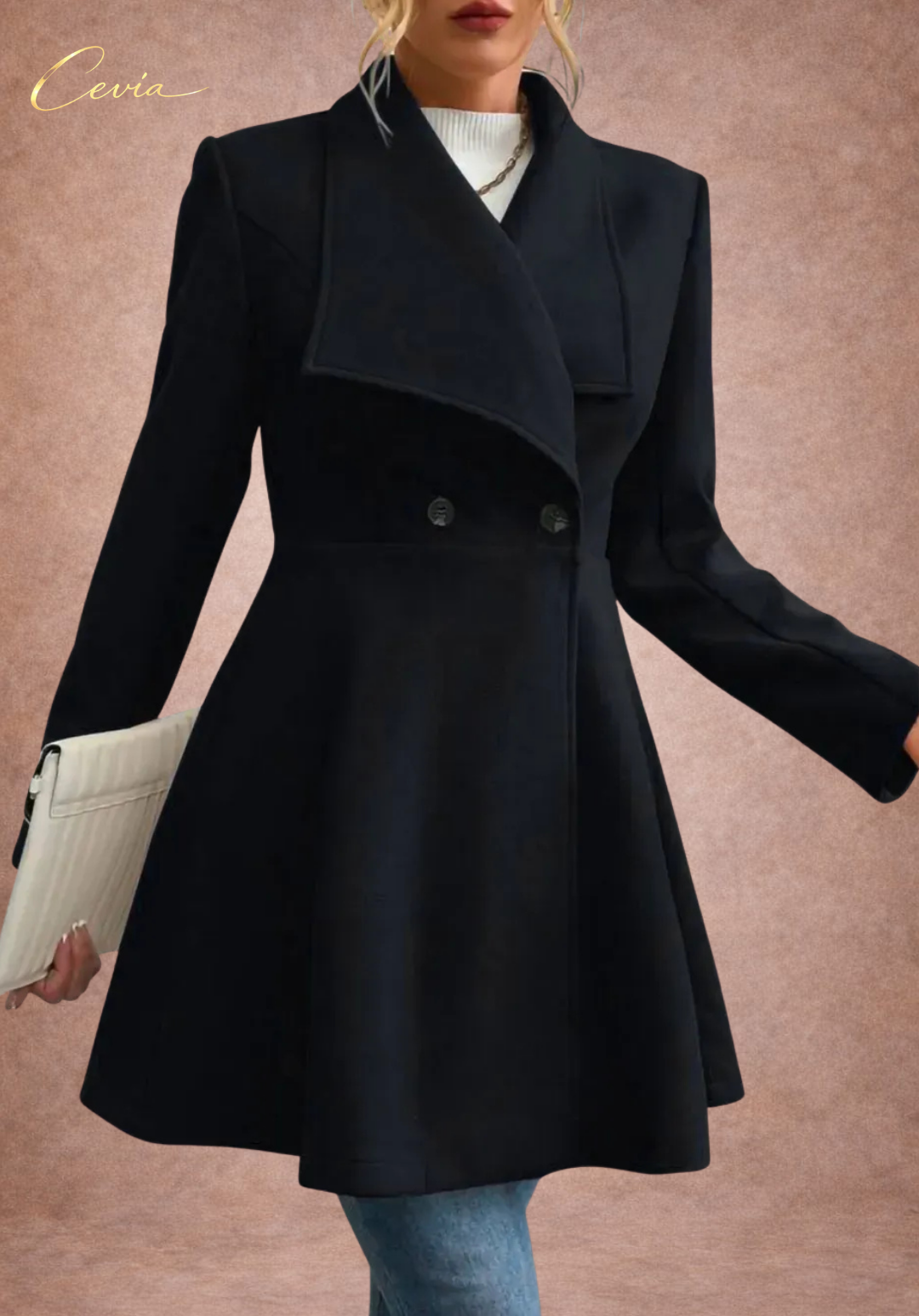Flared Double-Breasted Elegance Coat