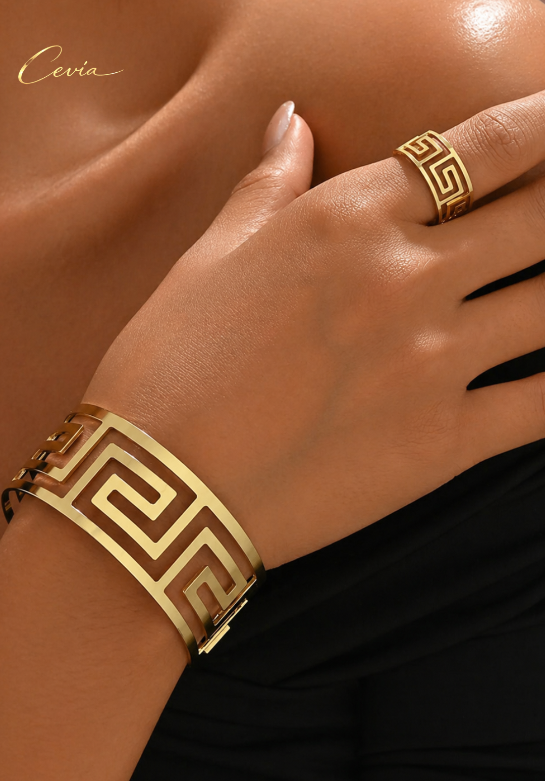 The Aurelia Geometric Cuff & Ring Set