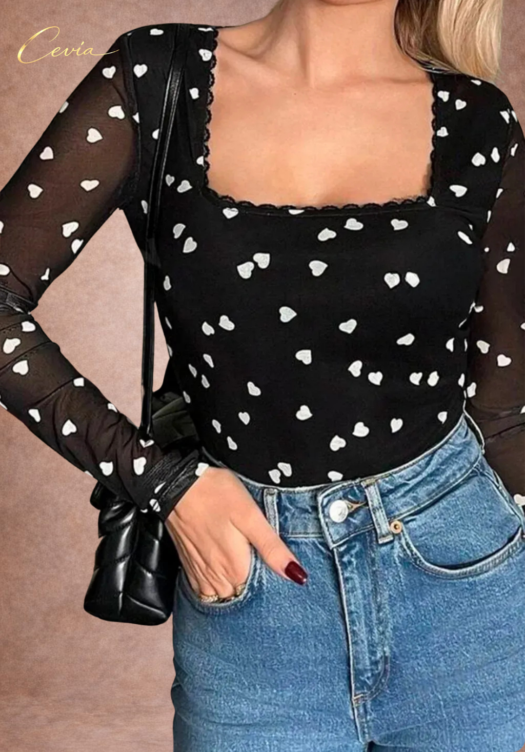 The Amorelle Heart-Mesh Lace Bodysuit