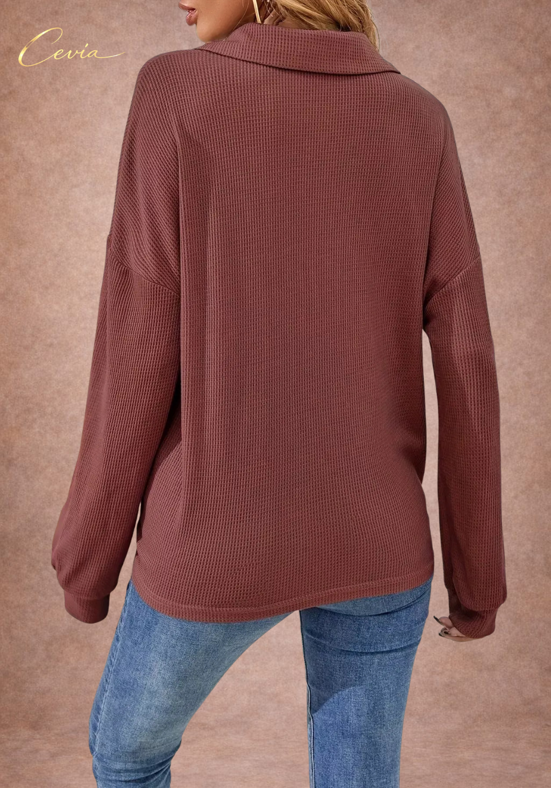 The Marvella Ribbed Button-Collar Top