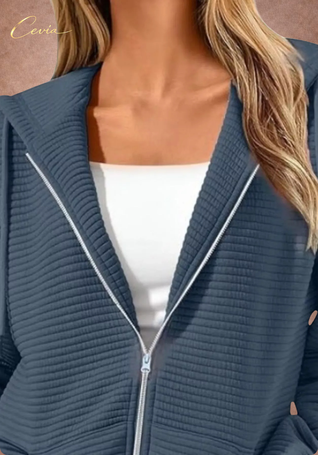 The Nyelle Ribbed Plush Zip Hoodie