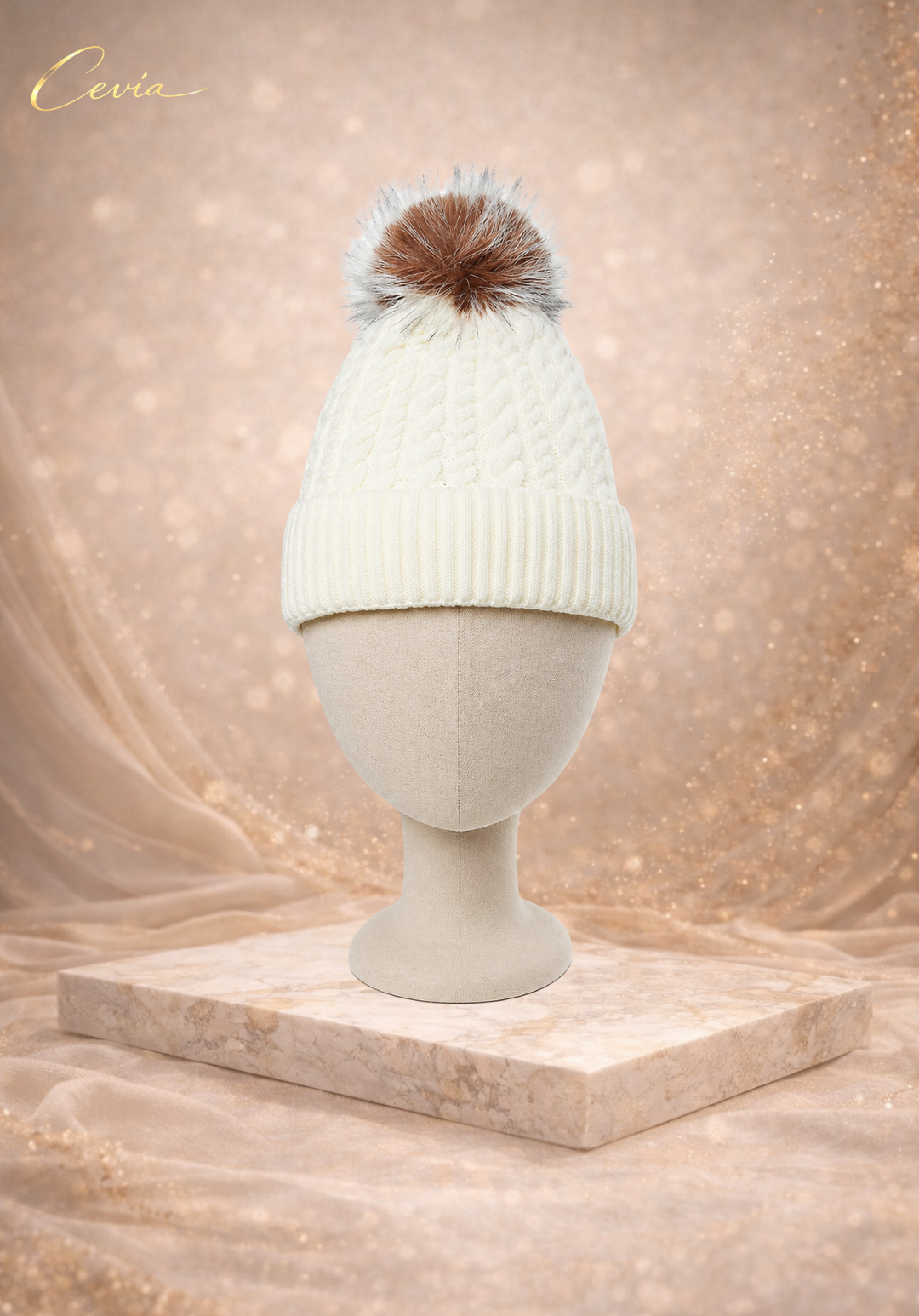 The Fioralle Cable-Pom Knit Beanie