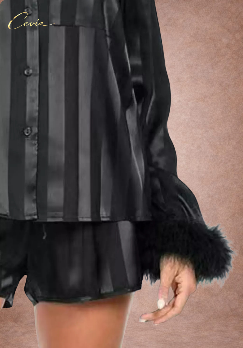 The Éclat Rouge Feathered Satin Pajama Set