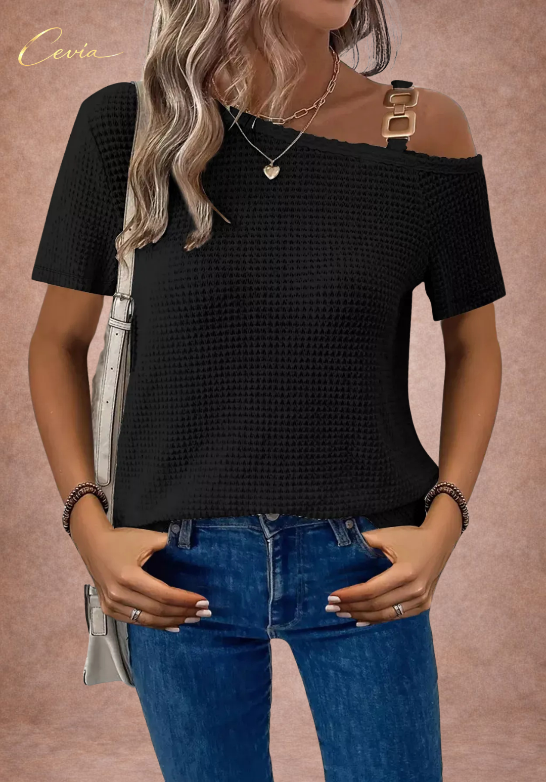 The Riviera One-Shoulder Waffle Knit Top