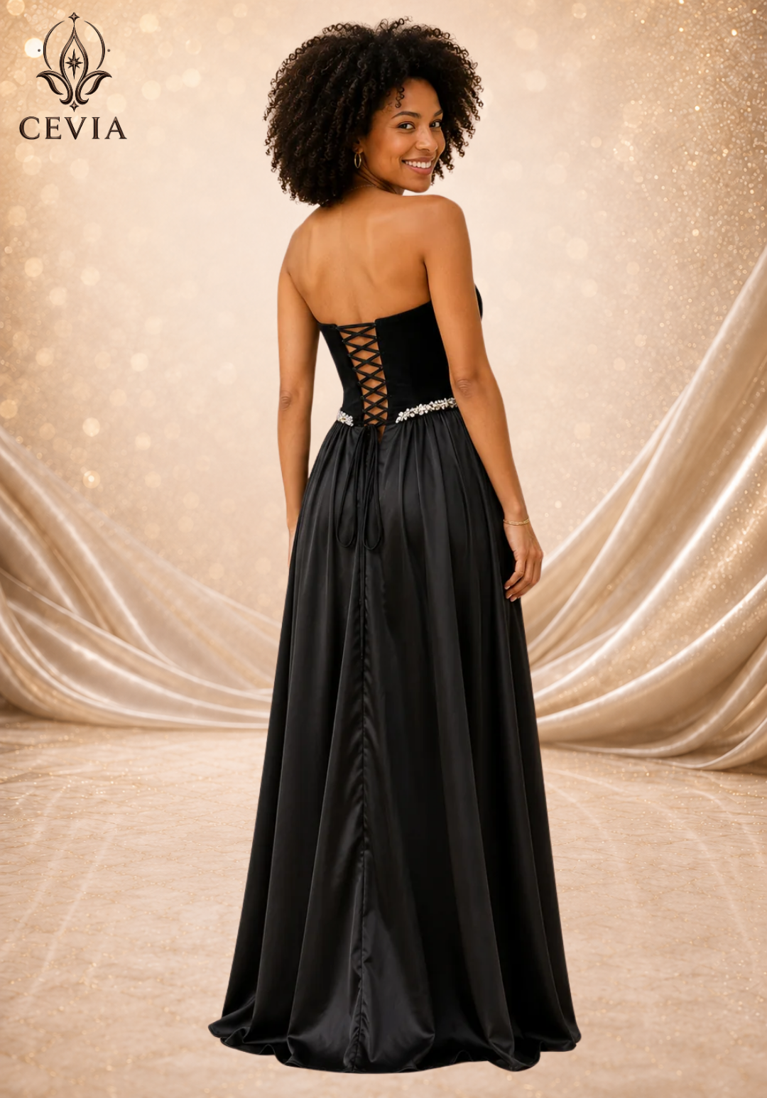 The Rhinestone Lace-Up Evening Gown