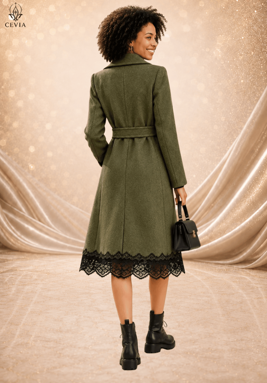 The Timeless Elegance Lace Trim Belted Coat