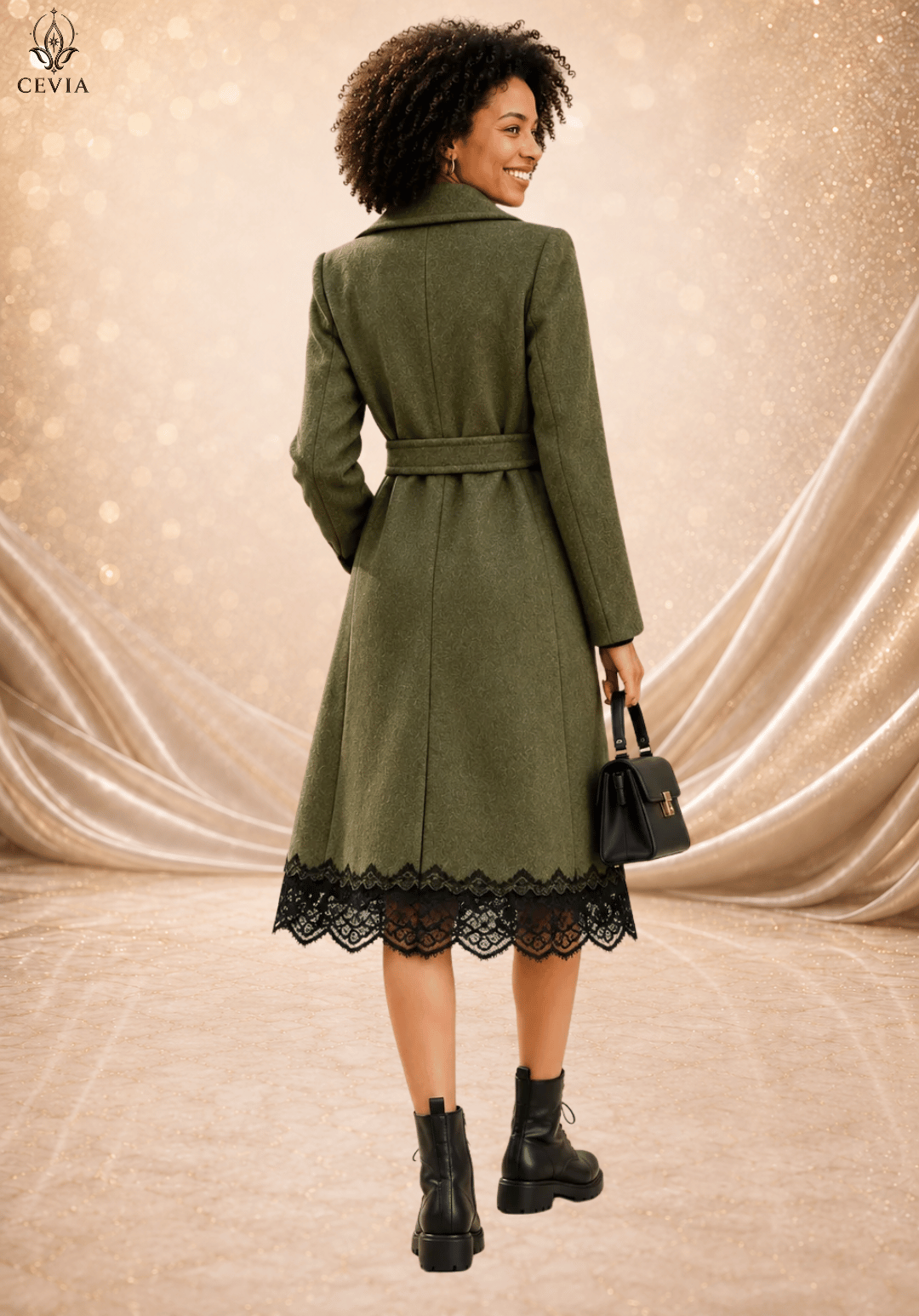 The Timeless Elegance Lace Trim Belted Coat