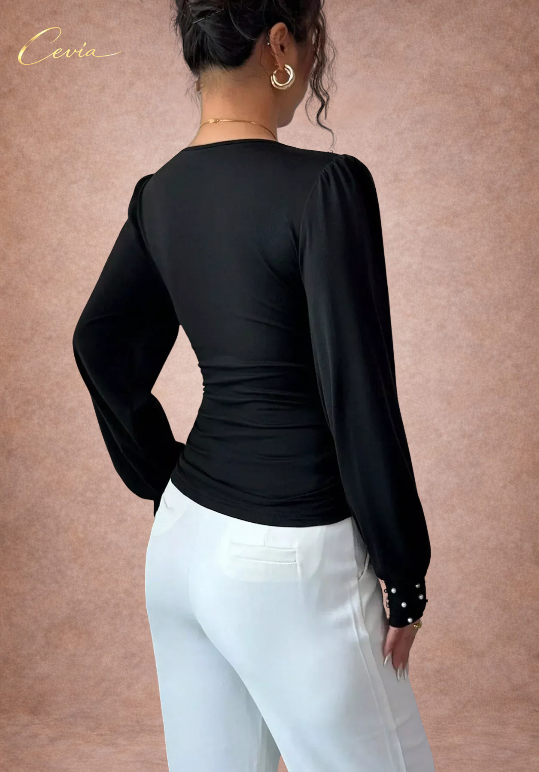 The Marivelle Pearl-Ruched Silhouette Top