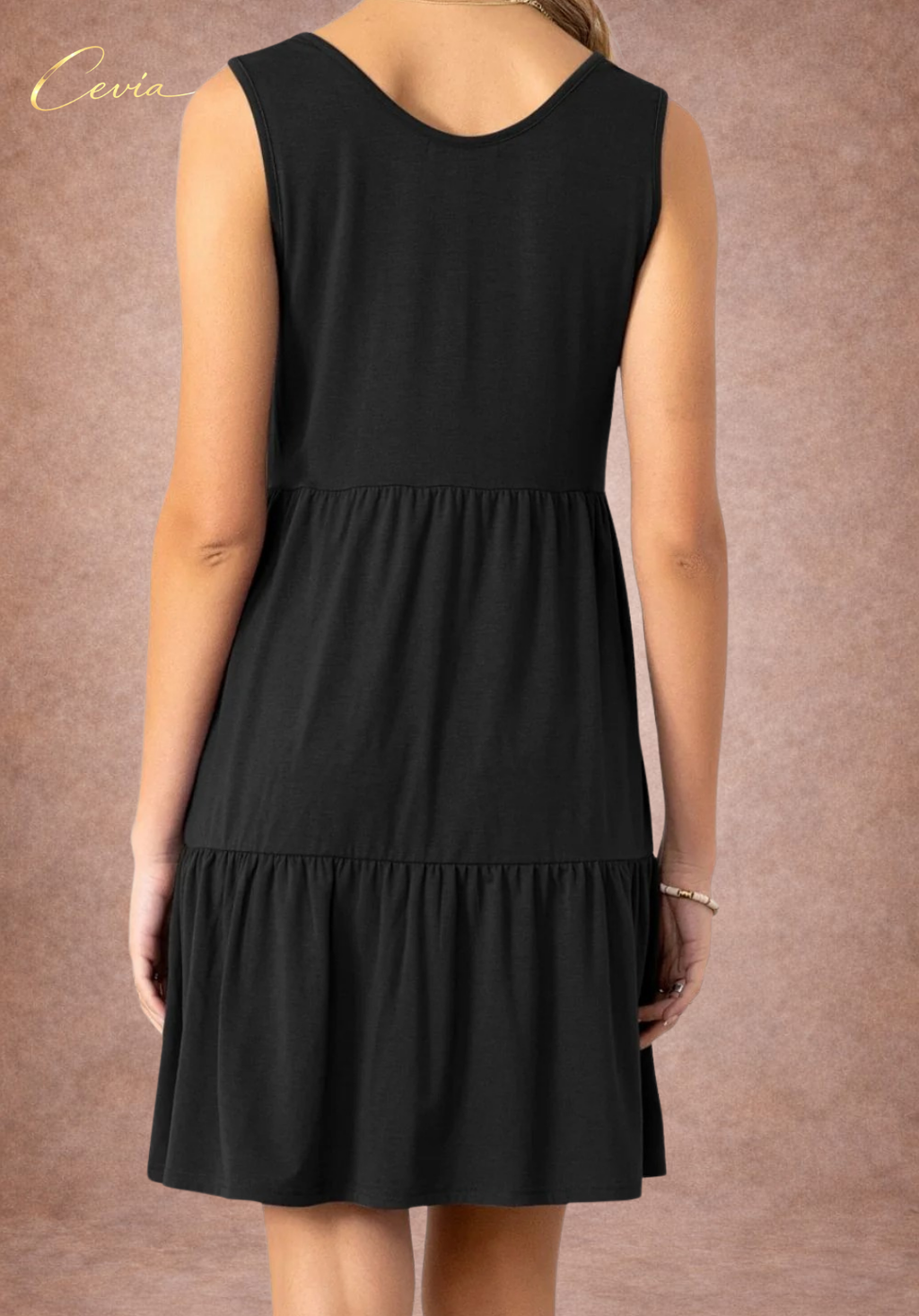 Button Front Sleeveless Tiered Dress