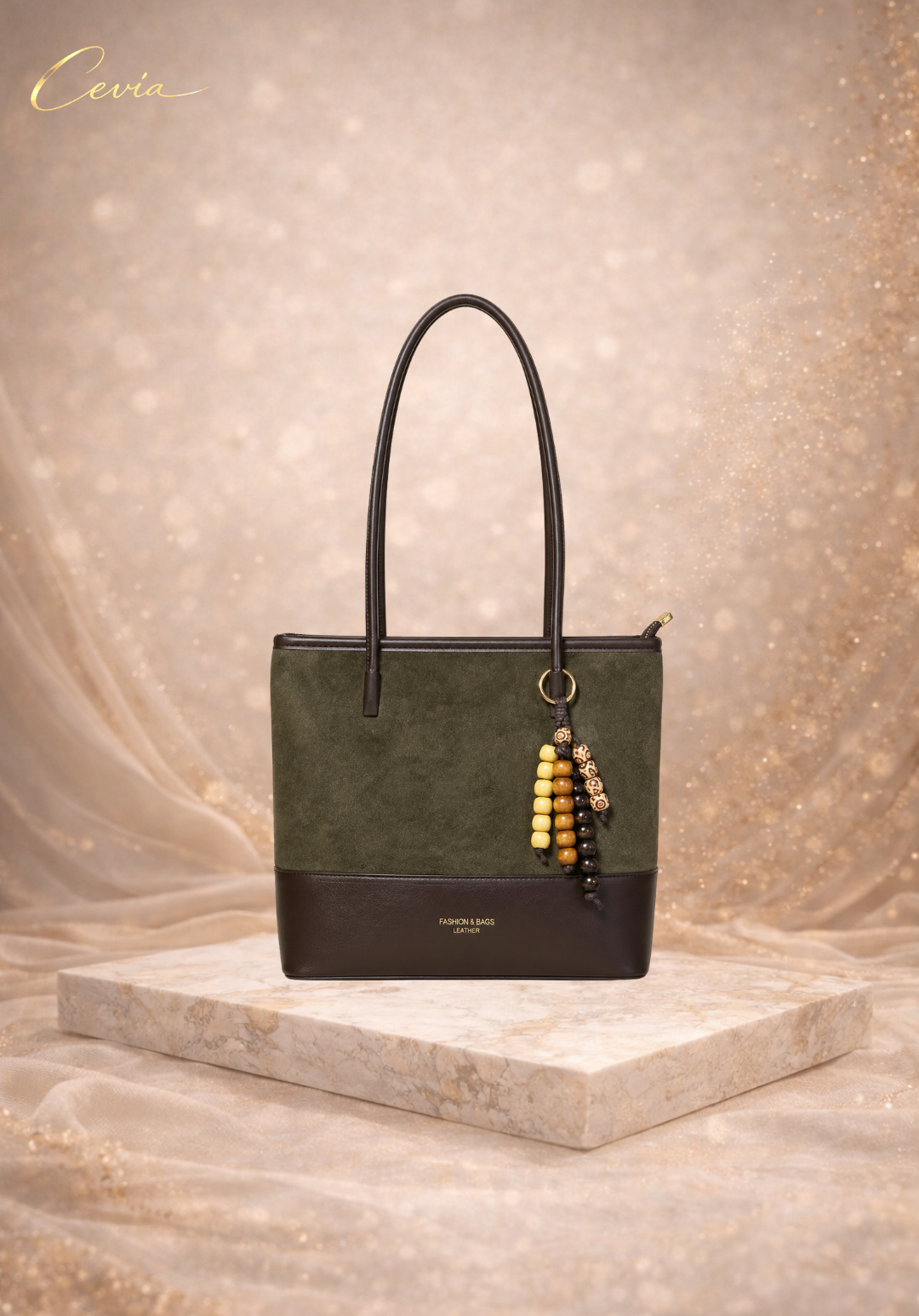 The Marivelle Bordeaux-Suede Dual-Tone Shoulder Tote