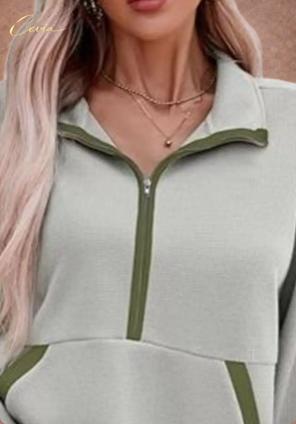 The Arlona Two-Tone Zip Pullover