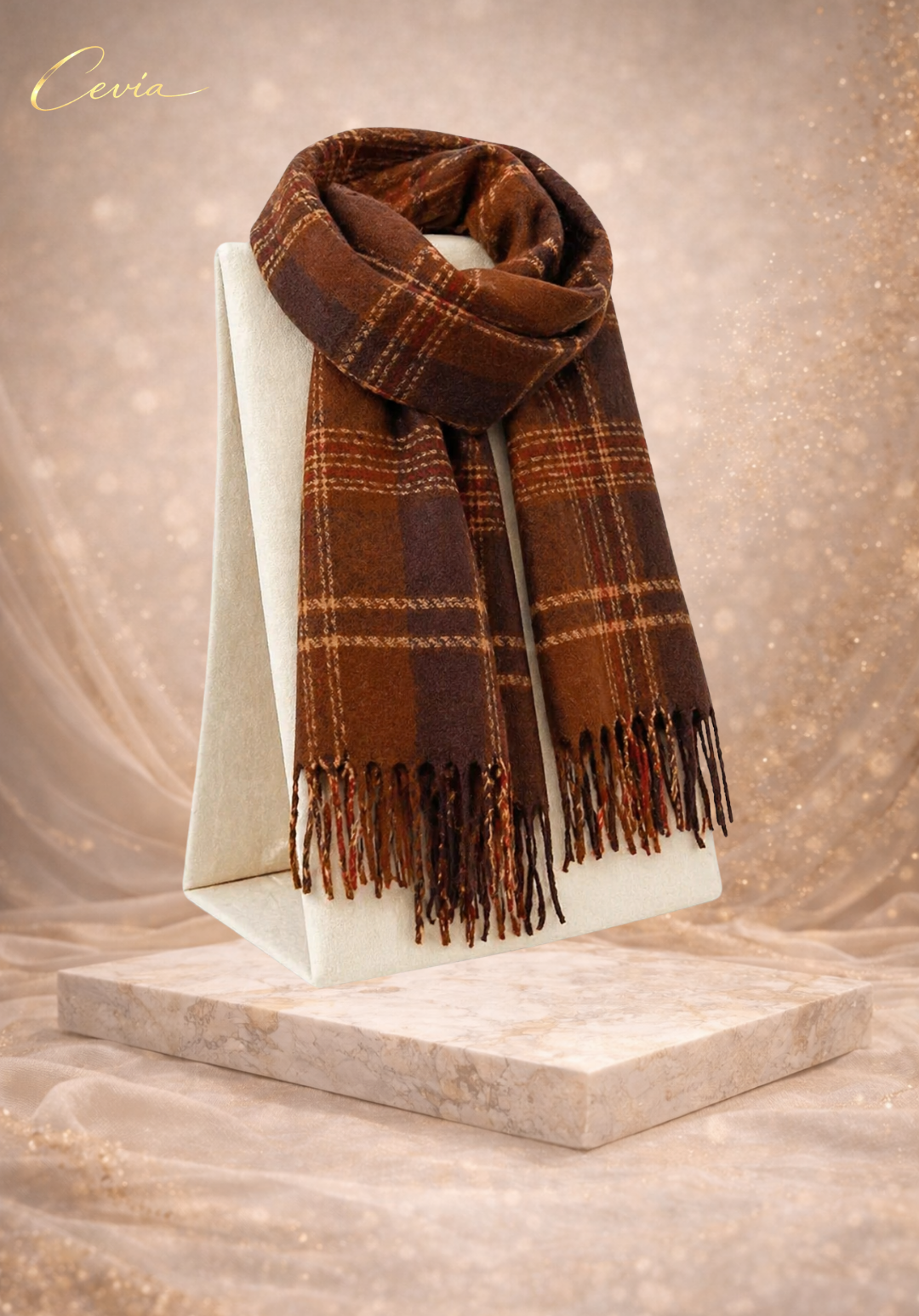 The Madelle Plaid Fringe Scarf