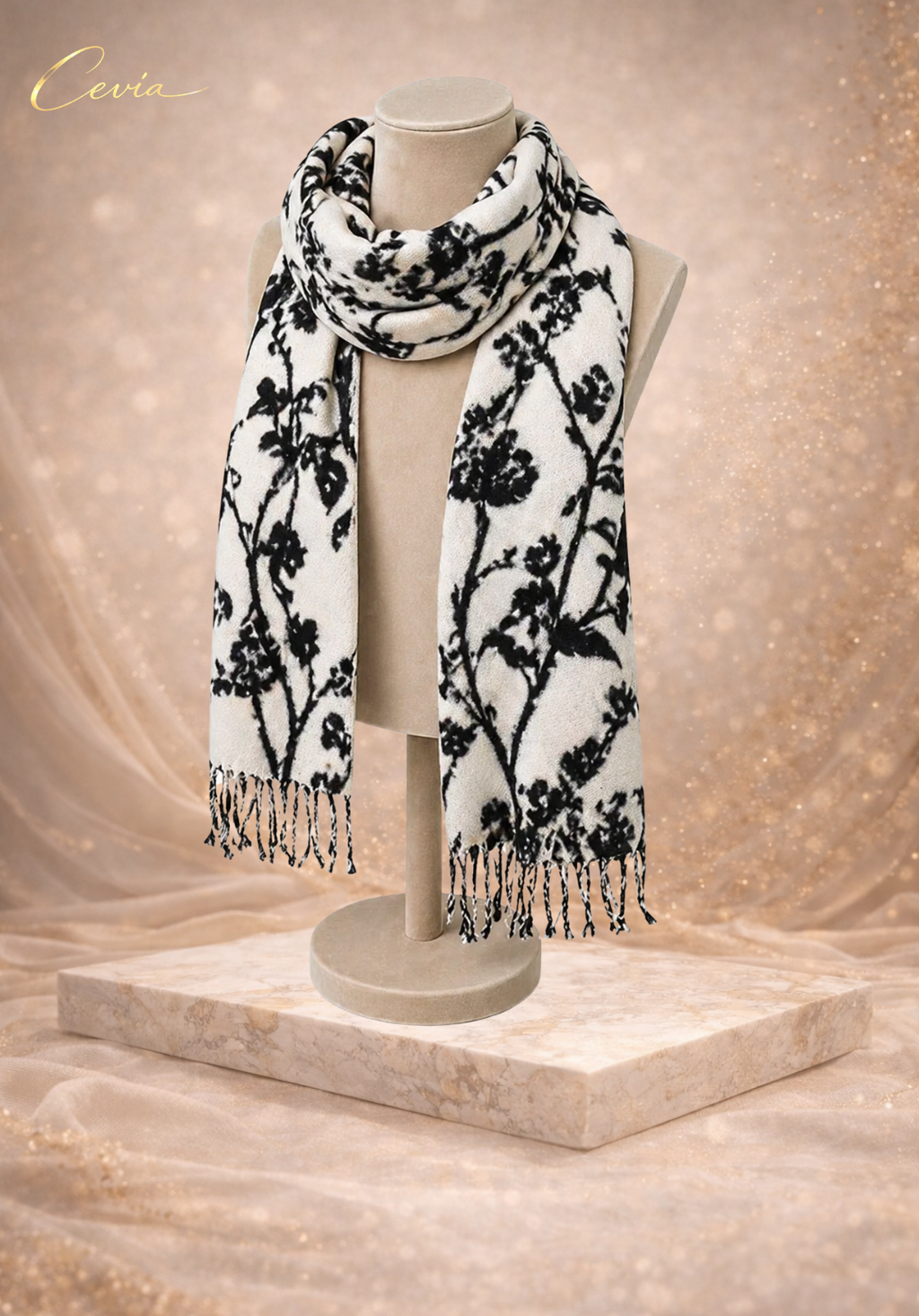 The Marcelline Noir-Florale Winter Scarf