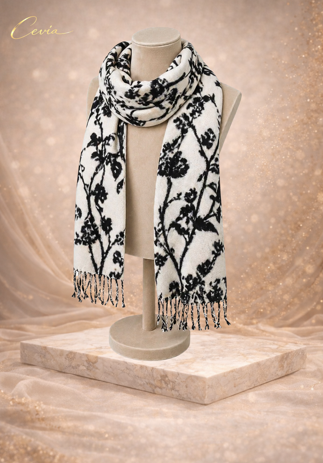 The Marcelline Noir-Florale Winter Scarf