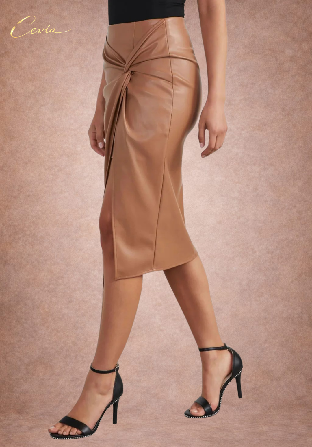 The Seraphine Twisted-Front Slit Midi Skirt