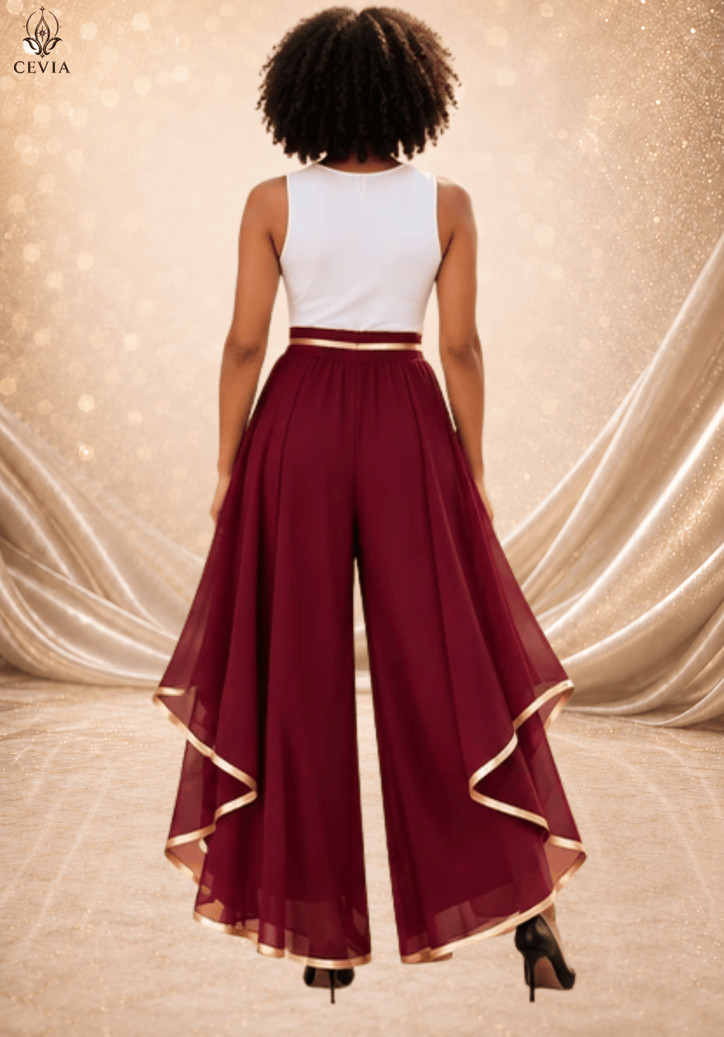 The Gilded Cascade Wide-Leg Pants