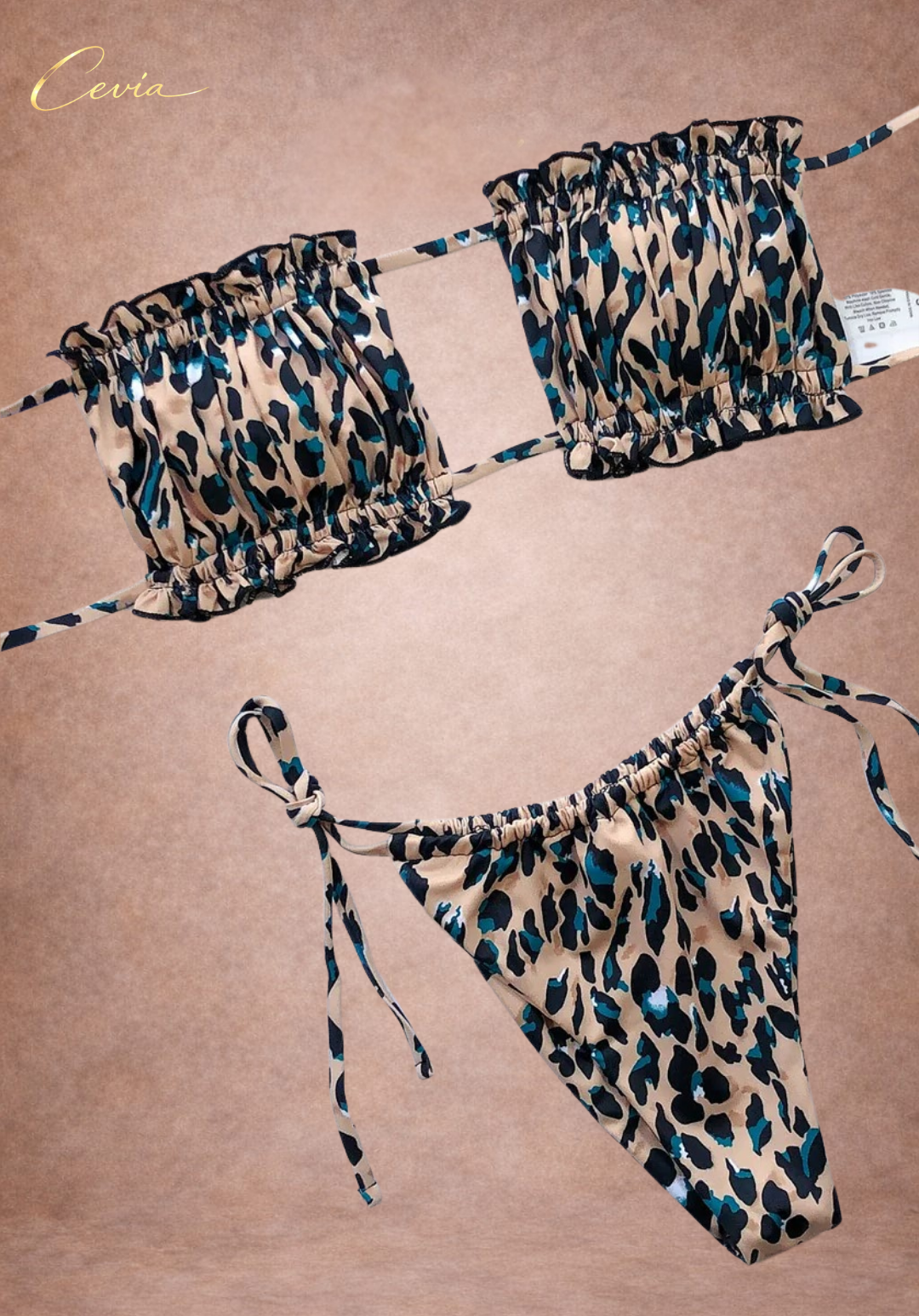 Lilac Dot Ruched Bandeau Bikini Set