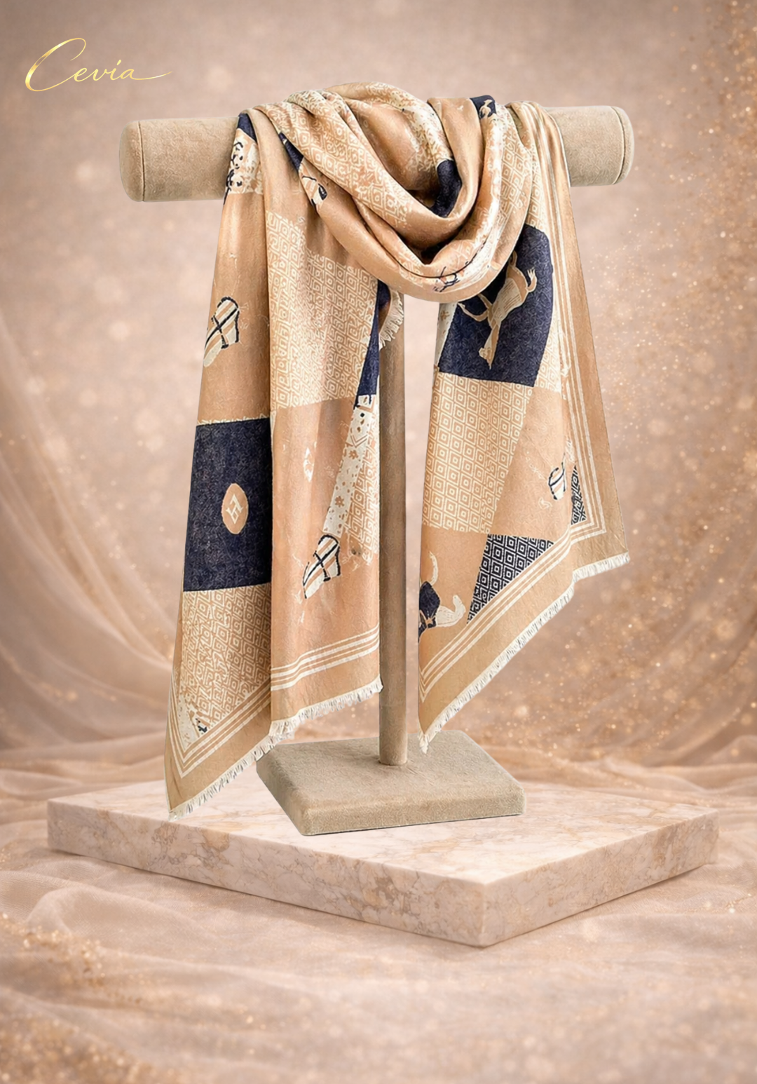 The Lavienne Heritage Carriage-Print Cashmere-Touch Scarf