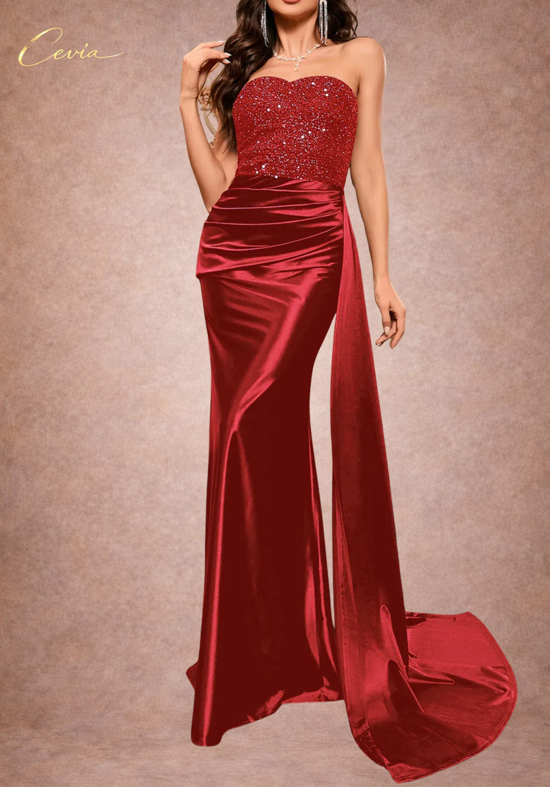 The Lurette Sequined Satin Gown