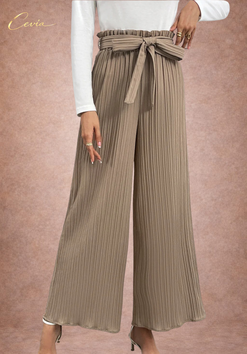 The Celianne Pleated Tie-Waist Palazzo Pants