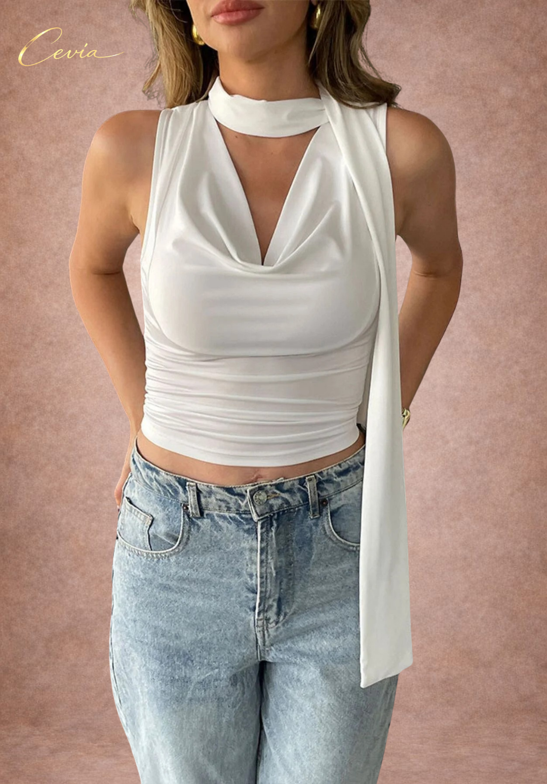 The Vivienne Draped Scarf Top