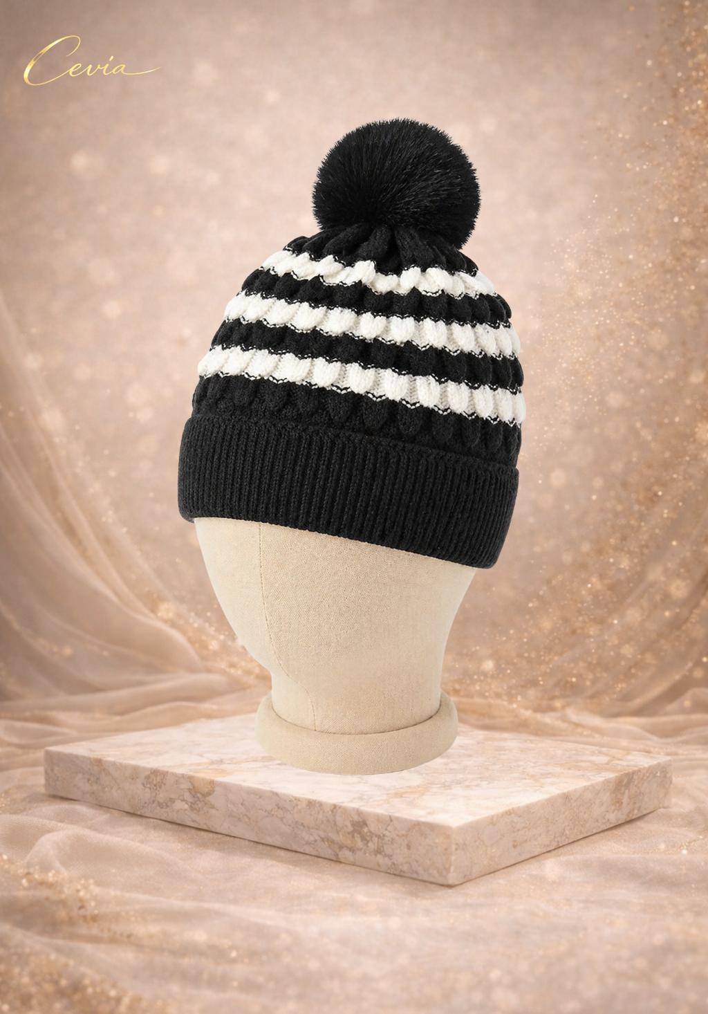 The Liorane Textured Pom Beanie