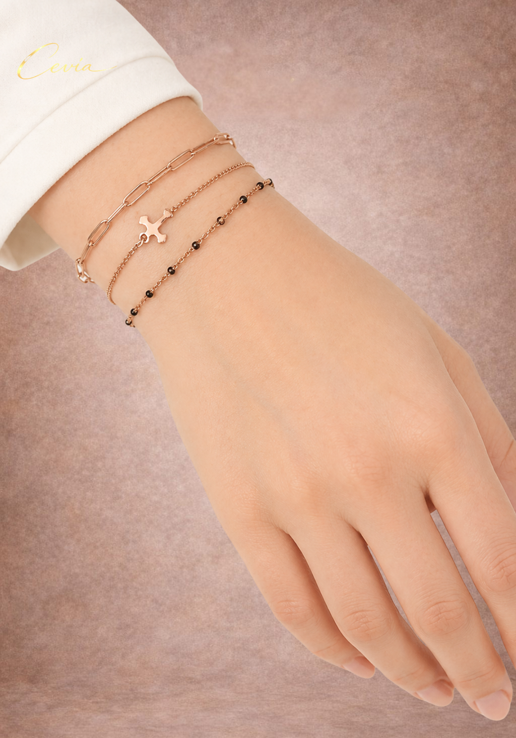 The Lucette Noir-Gold Layered Bracelet — Triple-Layer Minimal Luxe