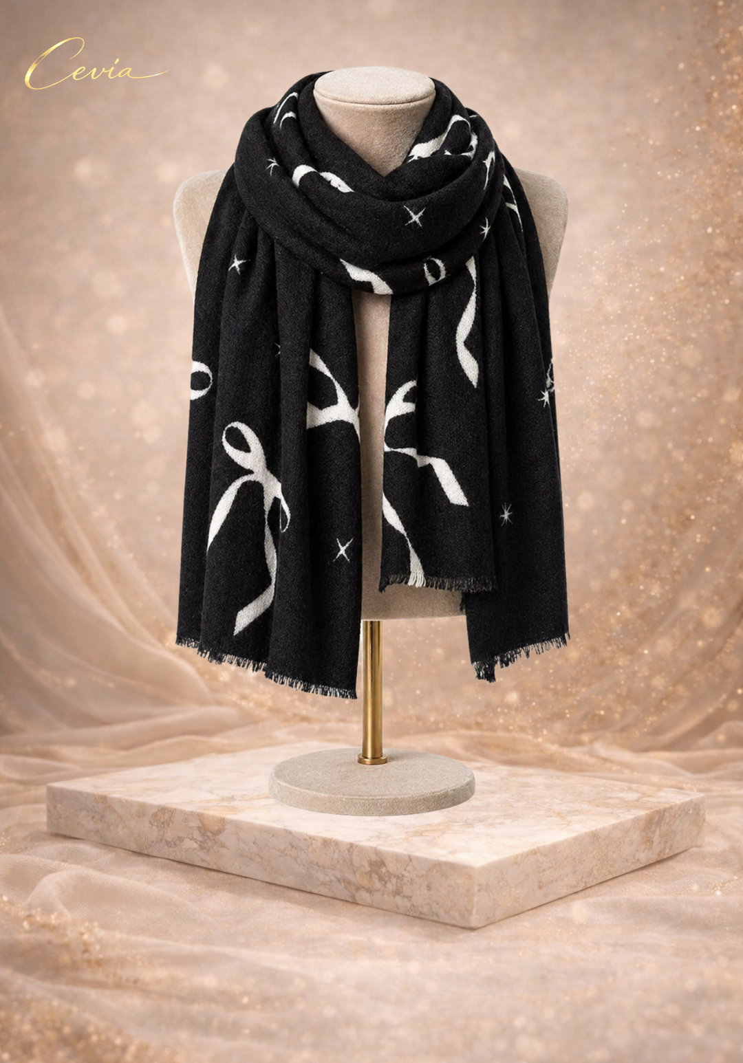 The Noire Ribbon-Whisper Winter Scarf